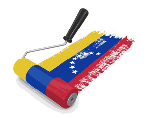 Wall Mural - Paint roller with Flag of Venezuela. Image with clipping path