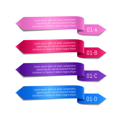 Wall Mural - set of colored decorative ribbons with text. pink, red, purple, blue banners, vector illustration