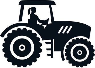 Wall Mural - Farmer tractor female black