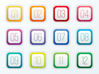 Wall Mural - creative vector illustration of number bullet points set 1 to 12 isolated on transparent background.