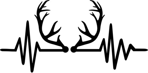 Sticker - Deer antlers heartbeat line