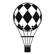 Checkered Air Balloon Icon, Simple Style