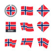 Norway flag vector icons and logo design elements with the Norwegian flag