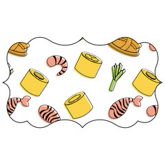 Wall Mural - frame with sushi pattern background