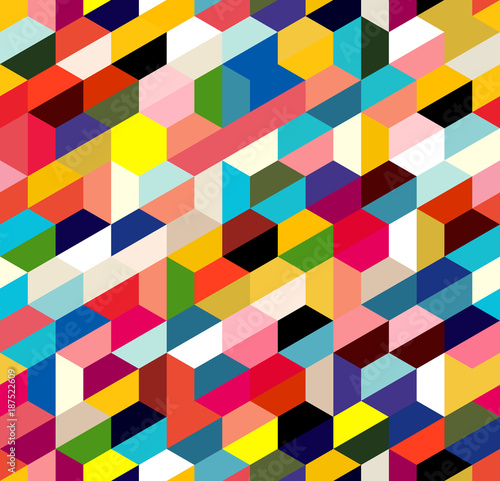 Abstract pattern of trapezoids and hexagons. The orderly movement of geometri...