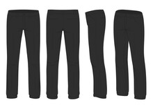 Vector Illustration Of A Men Fashion, Suit Uniform, Back Side View Of Pants