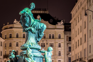 Wall Mural - Donnerbrunnen fountain in Vienna in Christmas time