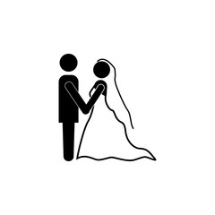 Poster - silhouette of the bride and groom icon. Lovers icon. Wedding element icon. Premium quality graphic design. Signs, symbols collection icon for websites, web design, mobile app