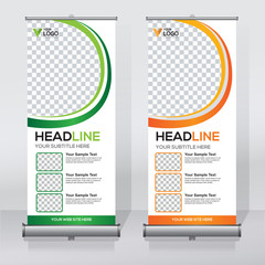 Wall Mural - Roll up banner design template, abstract background, pull up design, modern x-banner, rectangle size.