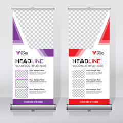 Wall Mural - Roll up banner design template, abstract background, pull up design, modern x-banner, rectangle size.