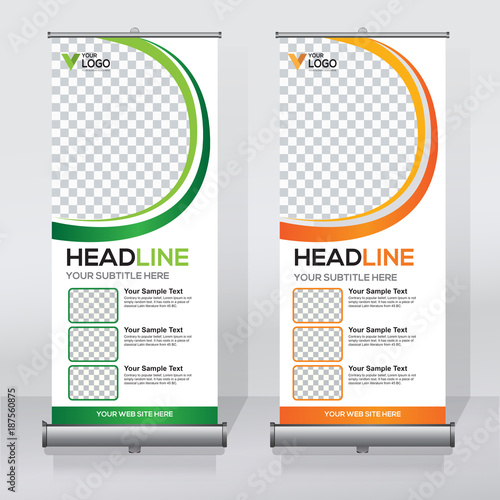 Roll Up Banner Design Template Abstract Background Pull Up