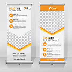 Wall Mural - Roll up banner design template, abstract background, pull up design, modern x-banner, rectangle size.