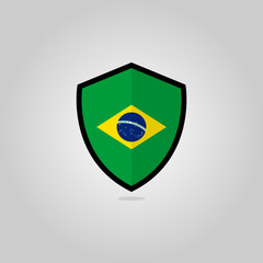 Brazilian Flag Flat Vector Shield Badge