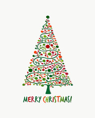 Fototapete - Christmas tree, greeting card for your design
