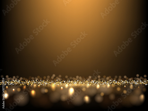 Fotografía Golden glittering dark background