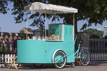 Summer Day A Mobile Street Cart With Ice Cream