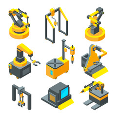 Sticker - Isometric pictures of machinery. Factory machine tools