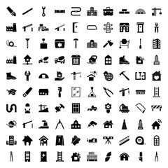 Wall Mural - Construction icons. set of 100 editable filled construction icons