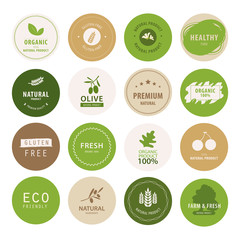 Wall Mural - organic natural label and tag bannner. badge and ribbon green color.