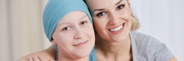 Poster - Optimistic cancer girl wearing scarf