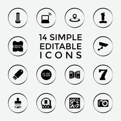 Wall Mural - Set of 14 digital filled icons