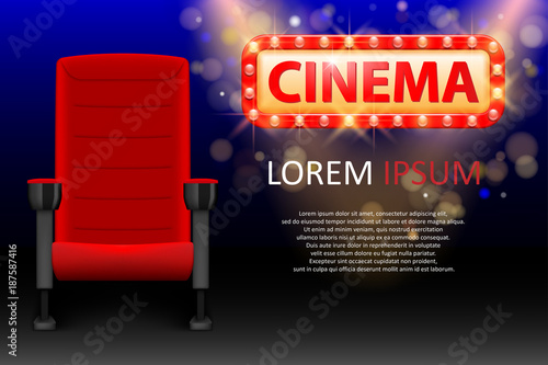 Banner Design For The Cinema Realistic Red Comfortable Cinema