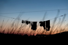 Dive Gear Drying On A Clothesline
