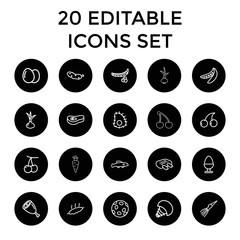 Wall Mural - Raw icons. set of 20 editable outline raw icons