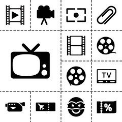 Poster - Movie icons. set of 13 editable filled movie icons