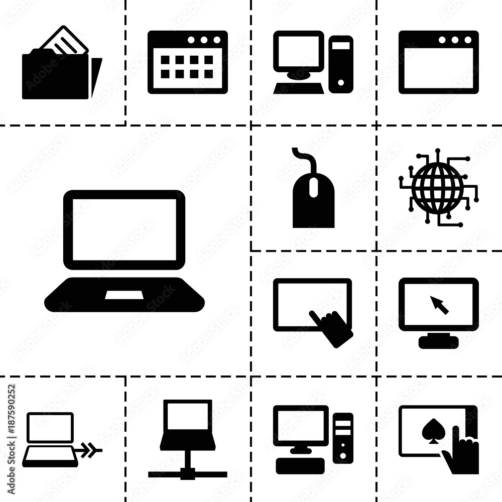 Two Pc Icons Pc icons. set of 13 editable filled pc icons Stock Vector | Adobe Stock