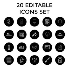 Wall Mural - Nobody icons. set of 20 editable outline nobody icons