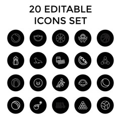 Sticker - Ball icons. set of 20 editable outline ball icons