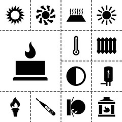 Sticker - Heat icons. set of 13 editable filled heat icons