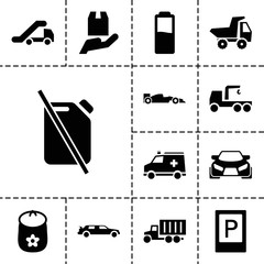 Sticker - Car icons. set of 13 editable filled car icons