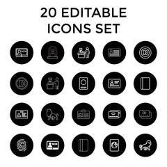 Poster - Identity icons. set of 20 editable outline identity icons