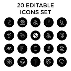 Wall Mural - Help icons. set of 20 editable outline help icons