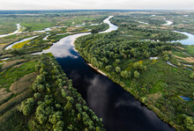 Beautiful Landscape With River And Green Vegetation On Shores, Polesie, Pripyat, Ukraine