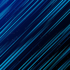 Abstract technology blue laser rays light and lighting effects diagonally on dark background.