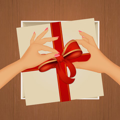 Poster - illustration of prepare ribbon for gifts