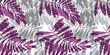 Gray and violet tropical seamless pattern vector illustration for card, invitation, poster, header. Exotic forest leaves motif for surface design, fabric, wrapping paper.