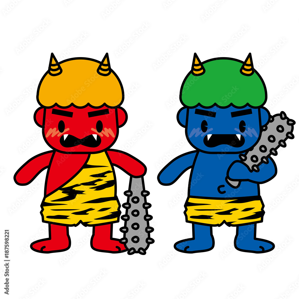 赤鬼 青鬼 鬼の絵 オブジェ 和紙 立体 3D 赤鬼 青鬼 鬼の絵 オブジェ 和紙 立体 3D 絵画