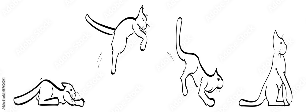 cat pouncing drawing