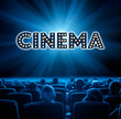 viewers sit in cinema, blue toning