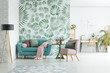 Leinwandbild Motiv Apartment with floral wallpaper