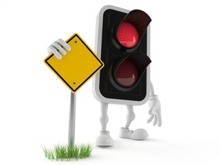 Poster - Red light character with road sign