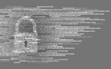 Wall Mural - digital lock guard sign binary code number. big data personal information safety technology. white m