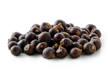 A Pile Of Dry Juniper Berries Isolated On White.