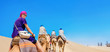 Safari tourism on camels. Sahara desert, Tunisia, North Africa