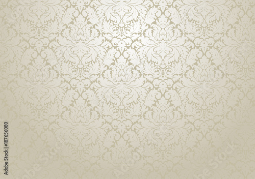 Foto-Lamellenvorhang - Vector damask wallpaper design.  Seamless repetitive floral decoration.  The original pattern in the swatches palette. (von Kundra)