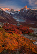 Autumn in Fitzroy mountain, Southern Patagonia, on the border between Argentina and Chile.